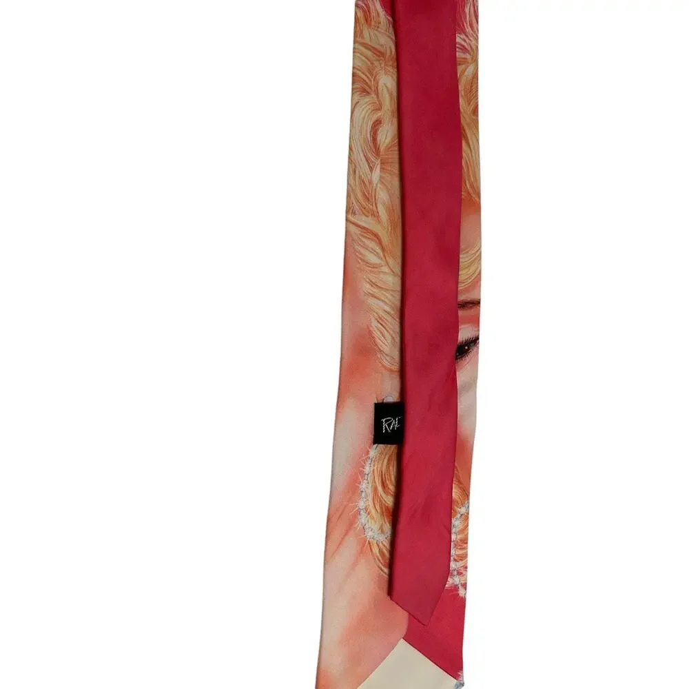 Vintage Ralph Marlin Pink Pin-Up Style Tie Retro Blonde Marylin Monroe‎